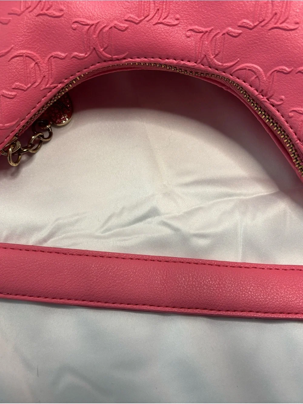 Juicy Couture Embossed hobo Bag with Gold Hardware and Crystal JC Logo
